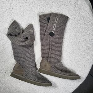 UGG Classic Cardy knit boots grey wool and acrylic blend  womens size 8